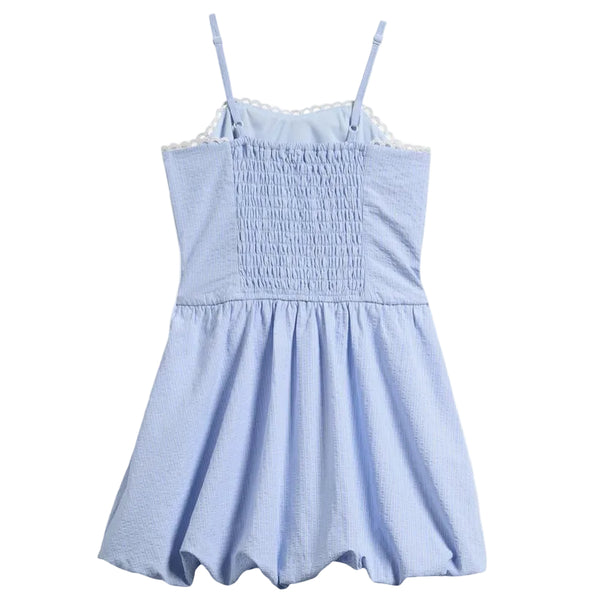 Smocked Back Seersucker Sundress- Blue