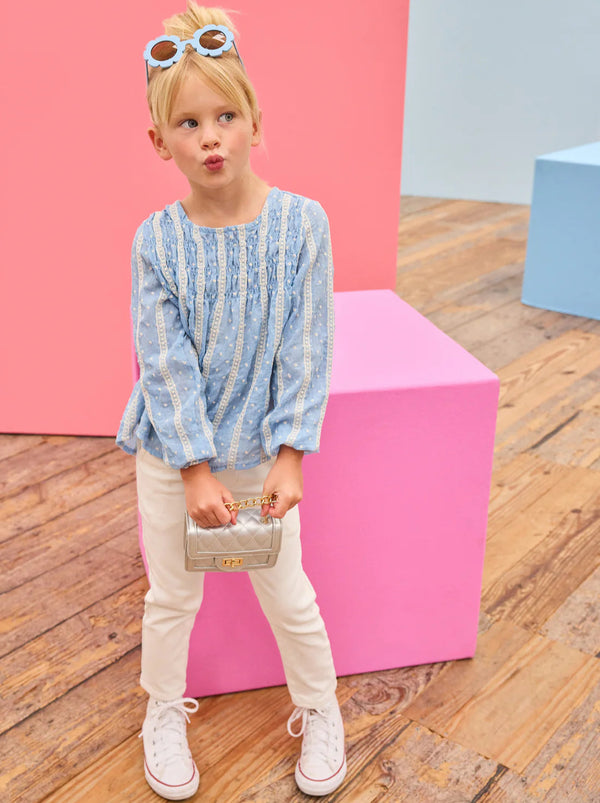 Anita Top- Sky Dobby Stripe