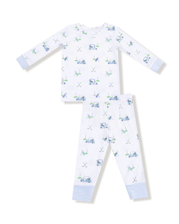 Baby Golf Carts L/S Loungewear Set- Blue/White