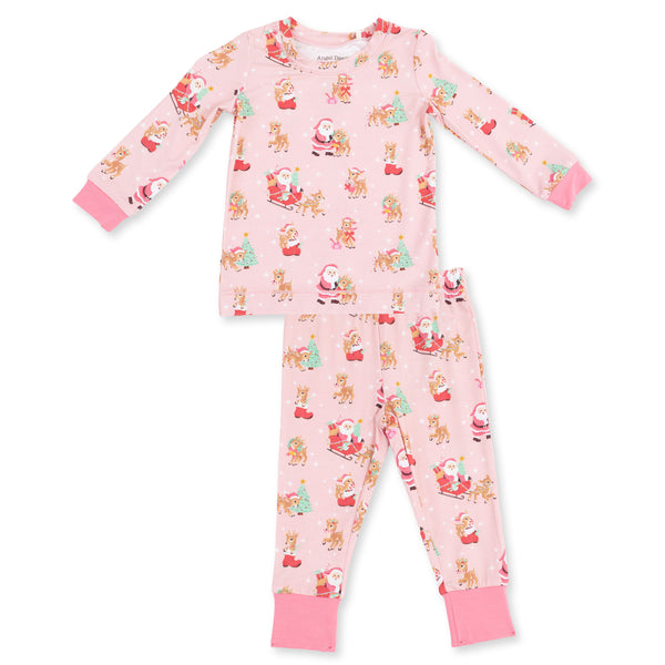 Vintage Reindeer & Santa Pink Loungewear Set