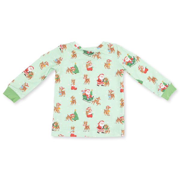Vintage Reindeer & Santa Green Loungewear Set