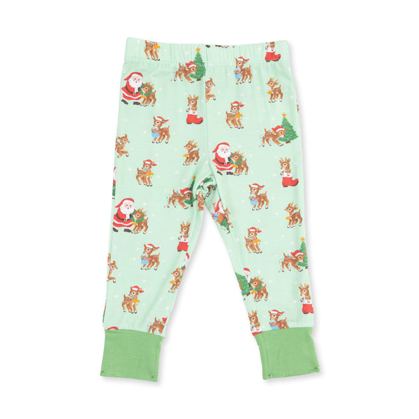 Vintage Reindeer & Santa Green Loungewear Set