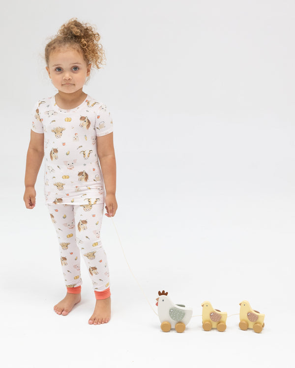 Vintage Animals Faces Loungewear Set- Pink
