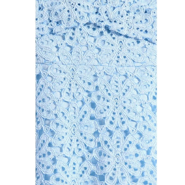 Tiered Ruffle Cotton Blend Dress- Sky Blue