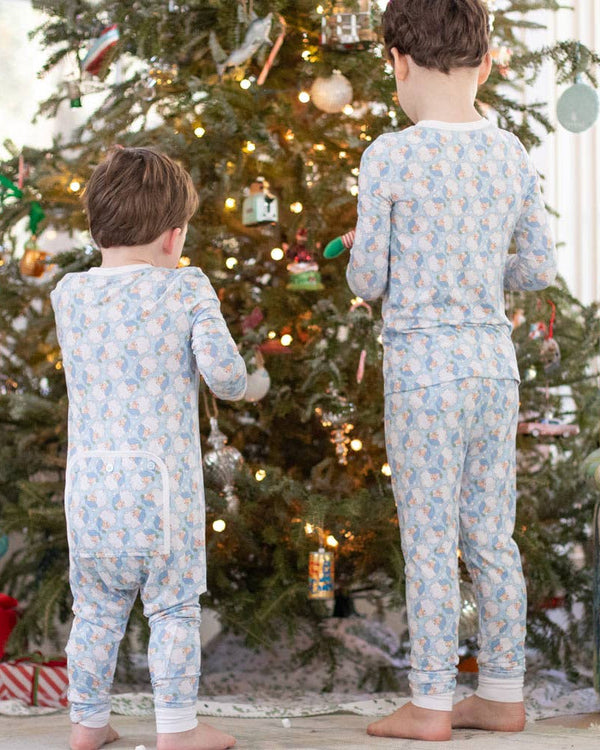 Holly Jolly Blue Bamboo Onesie