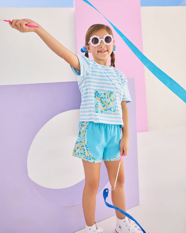 Boxy Tee- Frangipani Blue