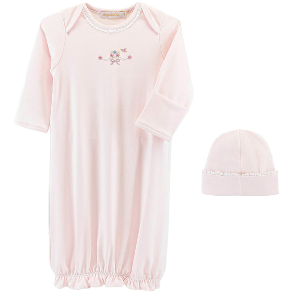 Sweet Bows Gown & Hat Set- Pink