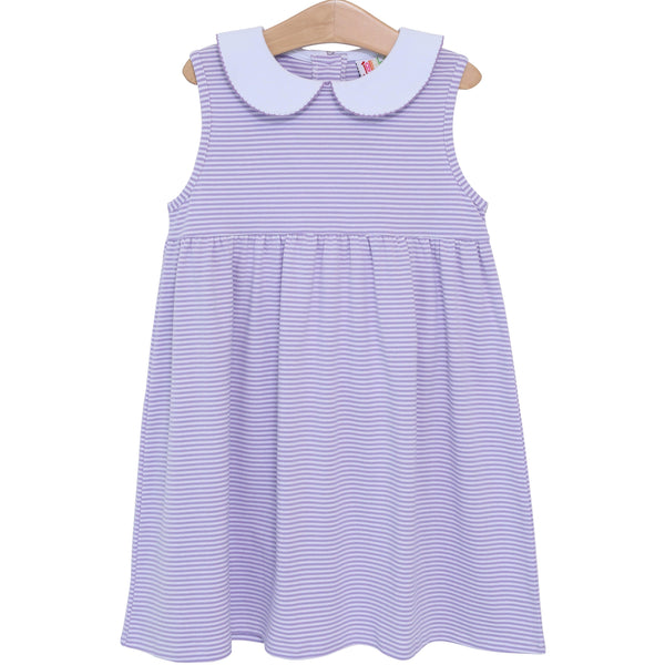 Charlotte Sleeveless Dress- Lavender Stripe