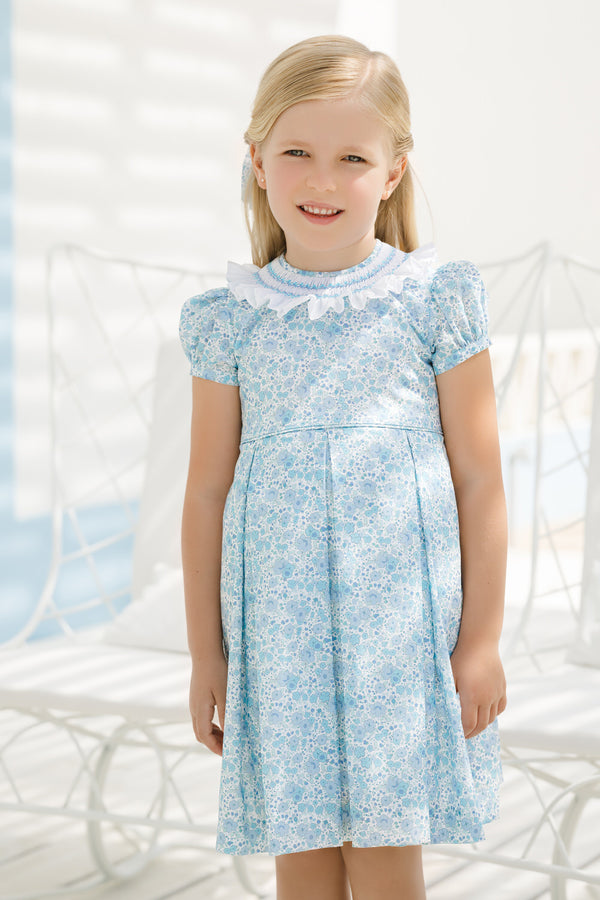 Blue Ditsy Floral Dress