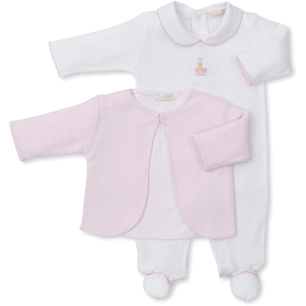 Premier Noah's Ark Footie W/ Jacket Set- White/Pink