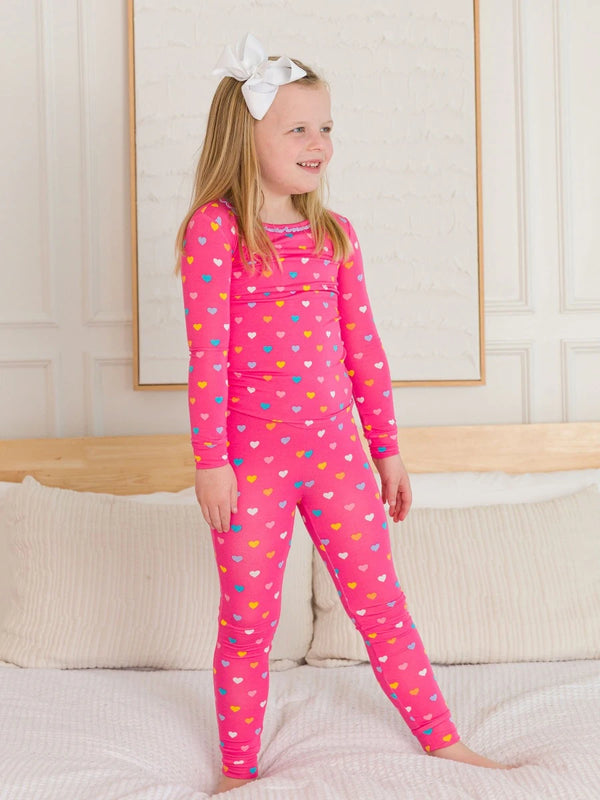 Ruffle Pajama Set- Colorful Hearts