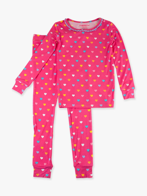 Ruffle Pajama Set- Colorful Hearts