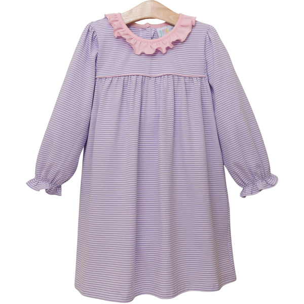 Audrey Dress- Lavender Stripe/Light Pink