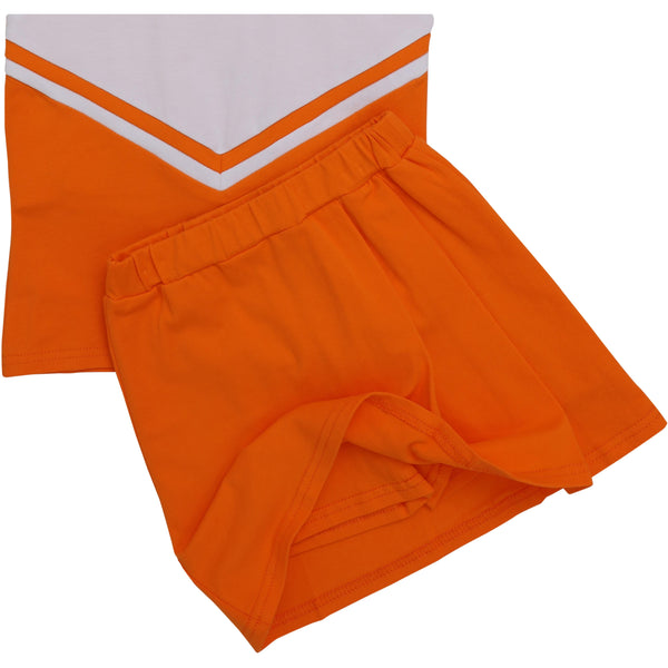 Cheer Uniform Skort Set- Orange/White