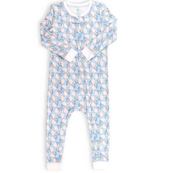 Holly Jolly Blue Bamboo Onesie