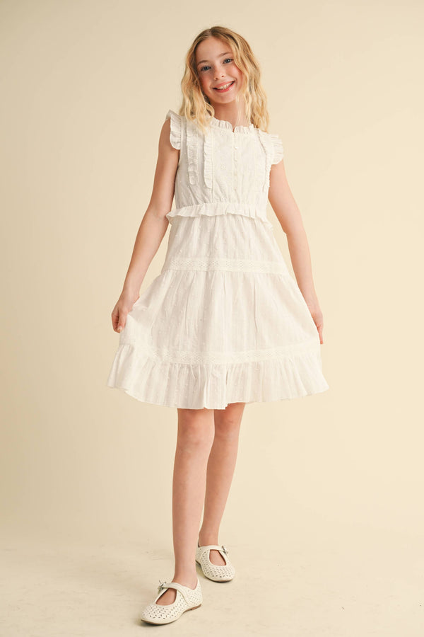 Ruffle Crew Neck Peplum Tiered Dress
