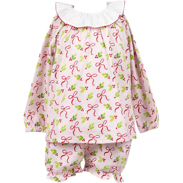 Holly Bows Girl Bloomer Set