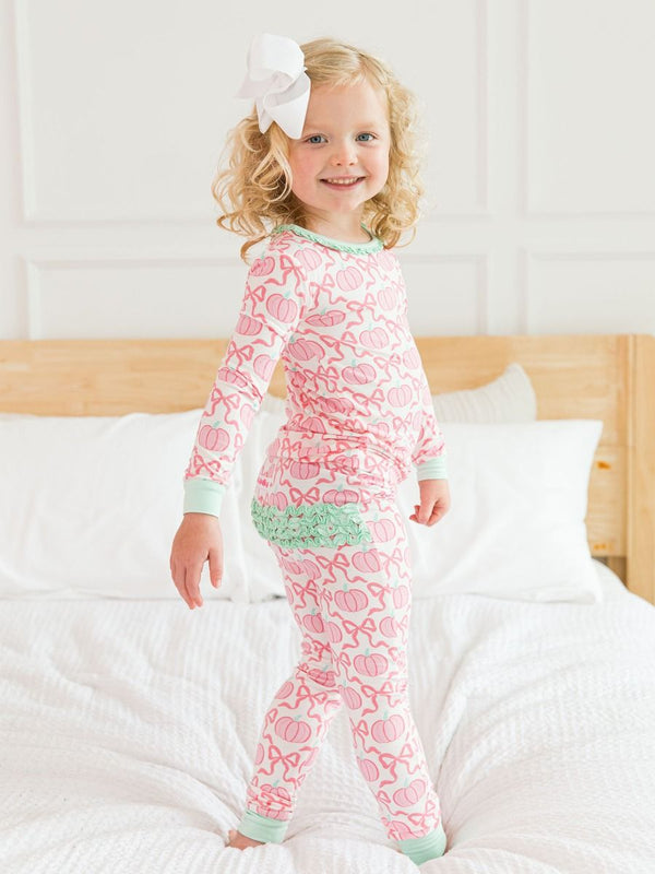 Pink Fairytale Pumpkins Ruffle Pajama Set
