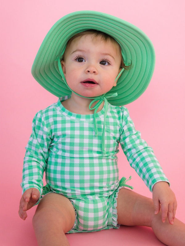One Piece Rash Guard Swimsuit- Spring Bud Gingham