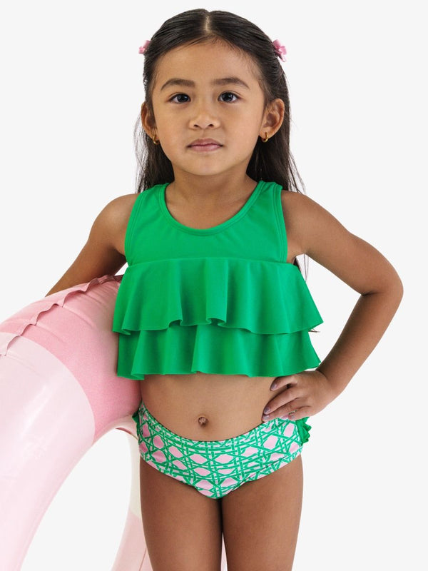 Flounce Bikini 2-Piece Swimsuit- Pink Coastal Cane