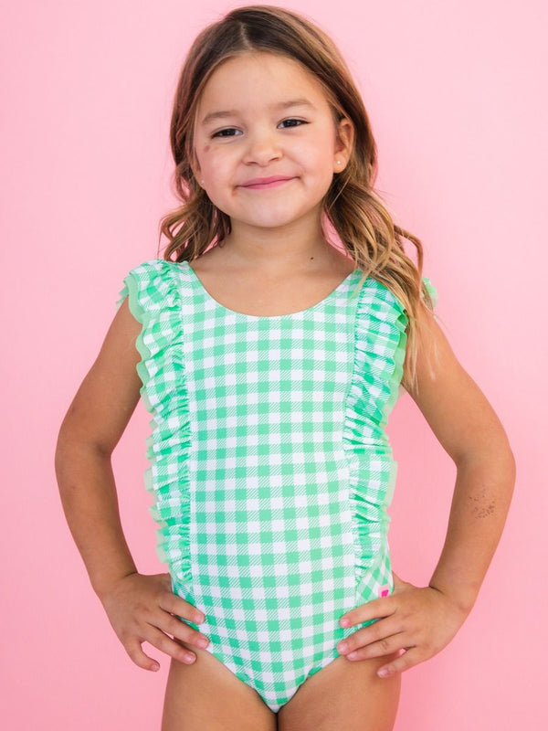 Waterfall One Piece Swimsuit- Spring Bud Gingham