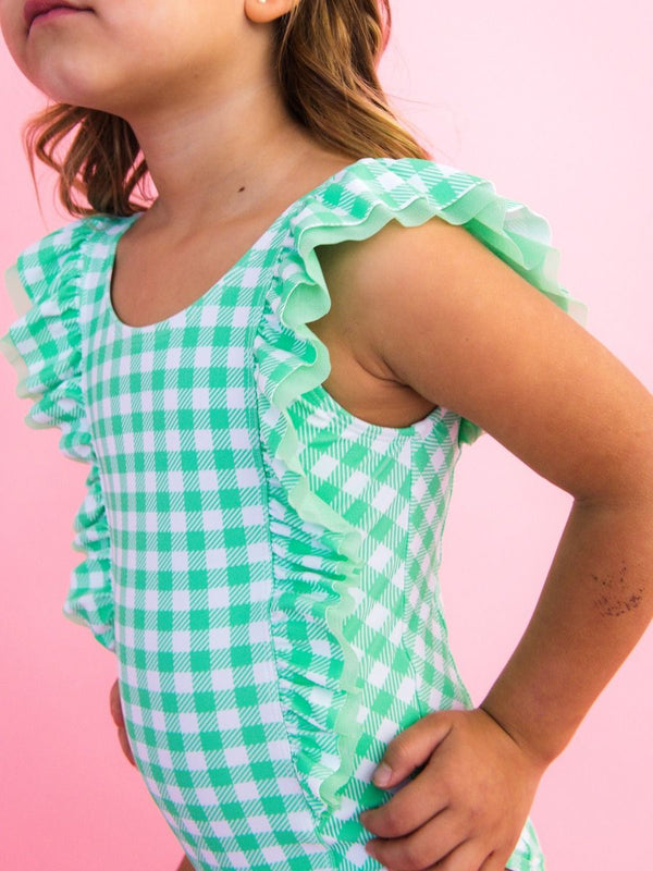 Waterfall One Piece Swimsuit- Spring Bud Gingham