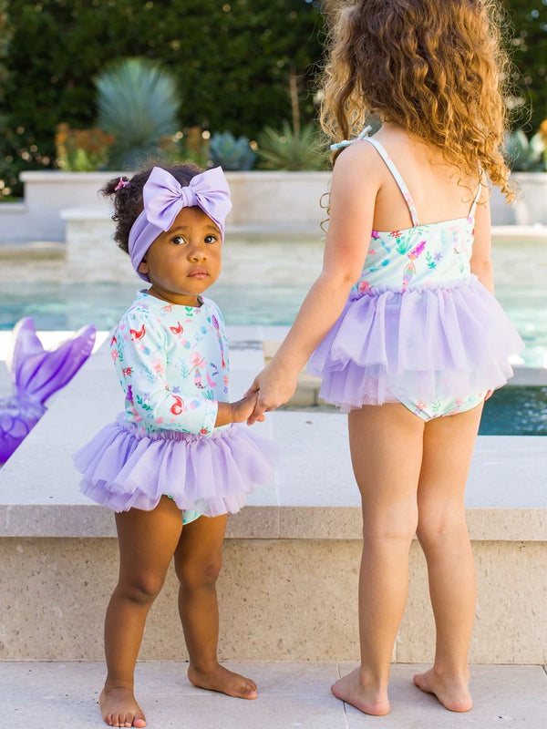 Tulle Skirted One Piece Rash Guard- Mermaid Princess