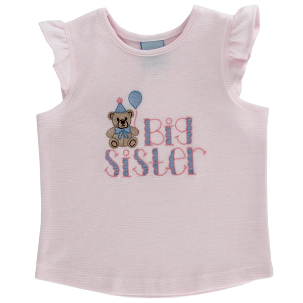 Big Sister T-Shirt- Pink & White Stripe