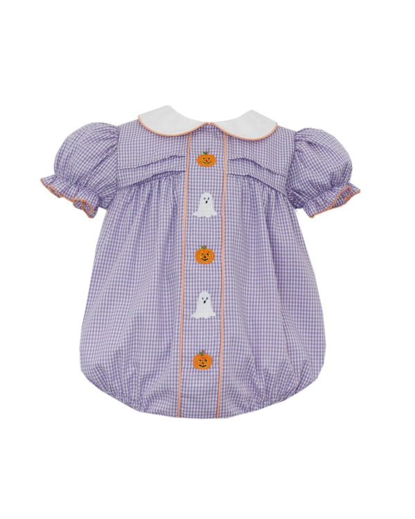 Halloween Ruffle Bubble- Purple gingham
