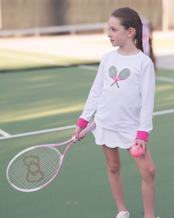 Alex Sweatshirt- Tennis Racquets, Daisy White