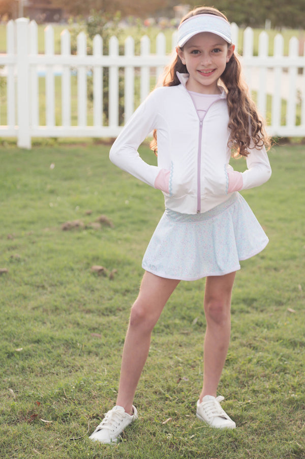 Quinn Skort- Frosted Floral, Petal Purple Minigingham