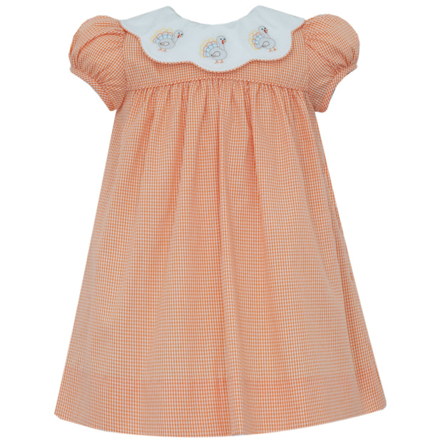 Turkey Dress- Orange Gingham