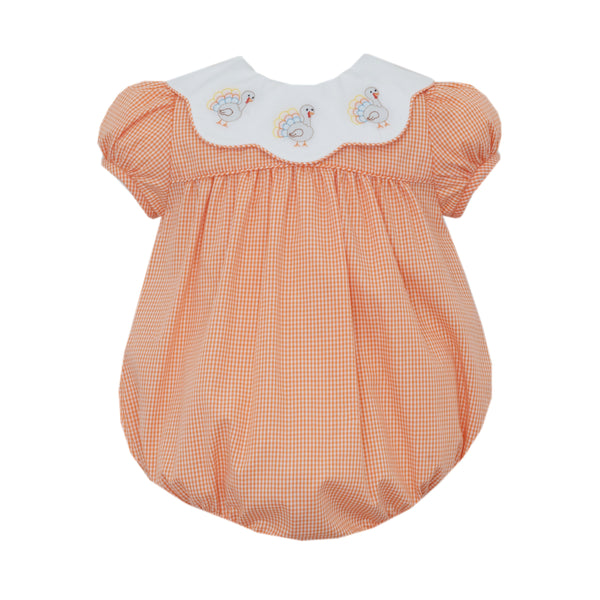 Turkey Scalloped Bubble- Orange Gingham