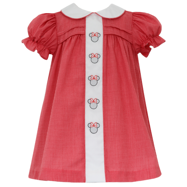 Mouse Pleated Dress- Red Micro Check