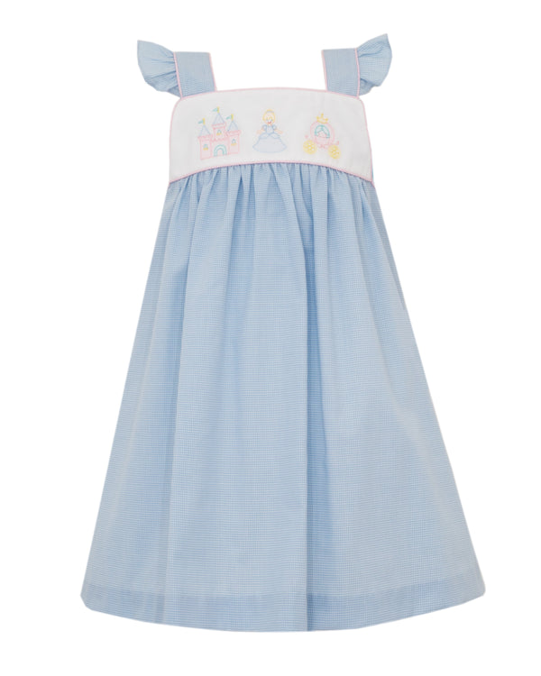 Princess Sundress W/ Straps- Lt. Blue Microcheck