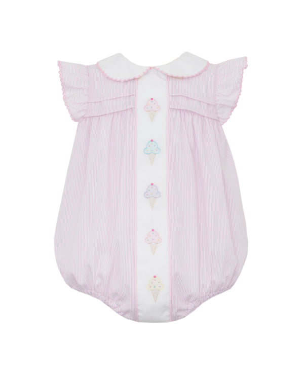 Ice Cream Ruffle Bubble- Pink Stripe