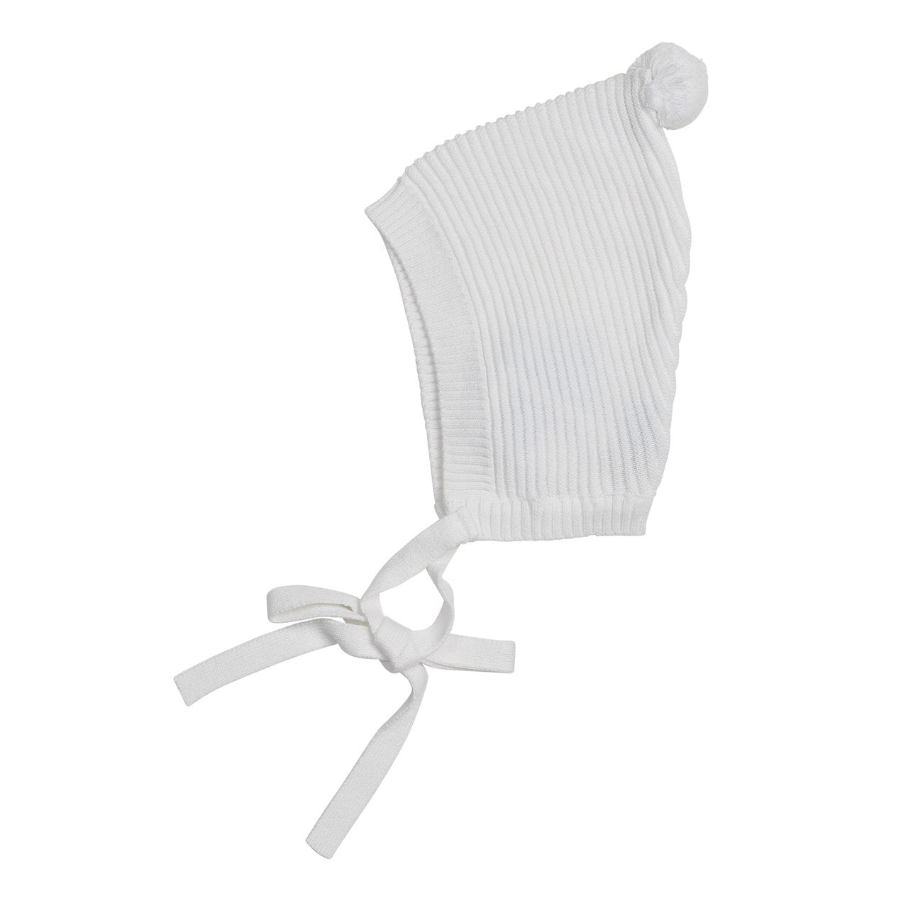 Bonnet Ribbon Rib Knit Bonnet w/ Pompom- White – Smock Candy