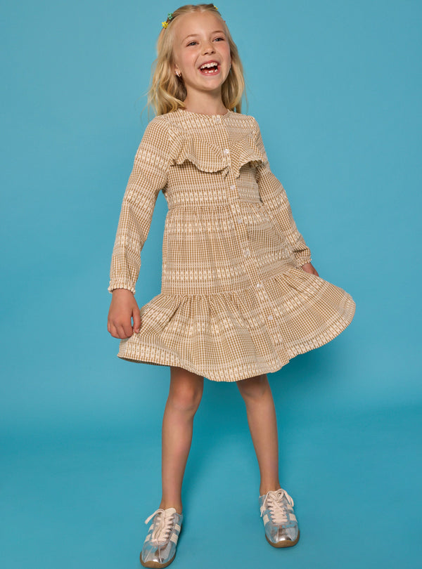 Western Dress- Geneva Gingham Khaki