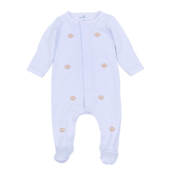 Touchdown Cutie Emb Footie- Light Blue