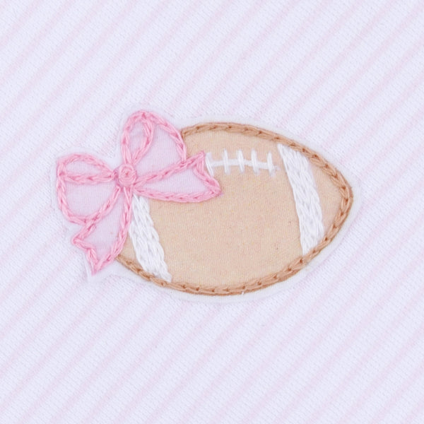 Touchdown Cutie Emb Ruffle Footie- Pink