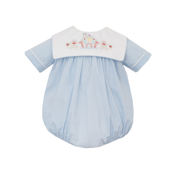 Gingerbread Bubble- Lt. Blue Gingham