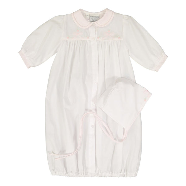 Infant Gown & Hat- White/Pink