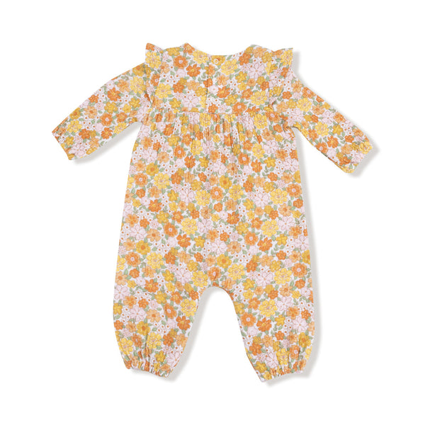Sweet Amber Floral Ruffle Sleeve Romper