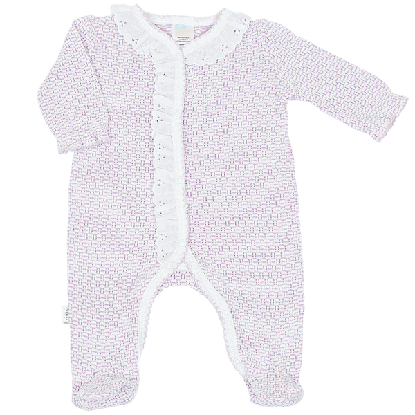 Knit Footie With Eyelet- Lavender