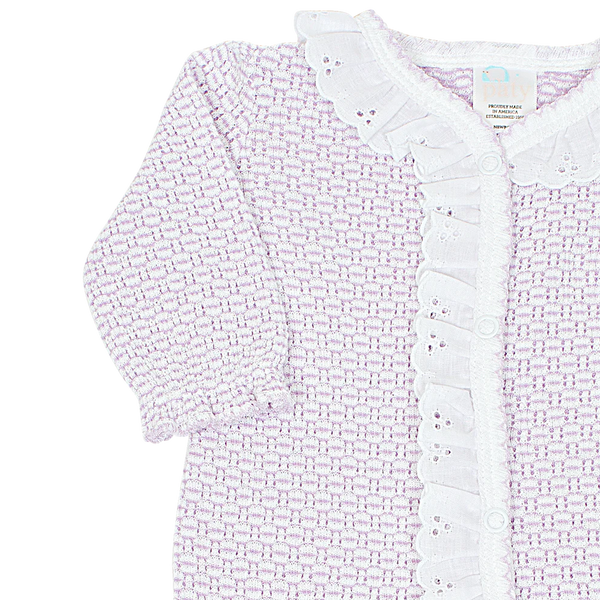 Knit Footie With Eyelet- Lavender
