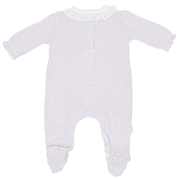 Knit Footie With Eyelet- Lavender