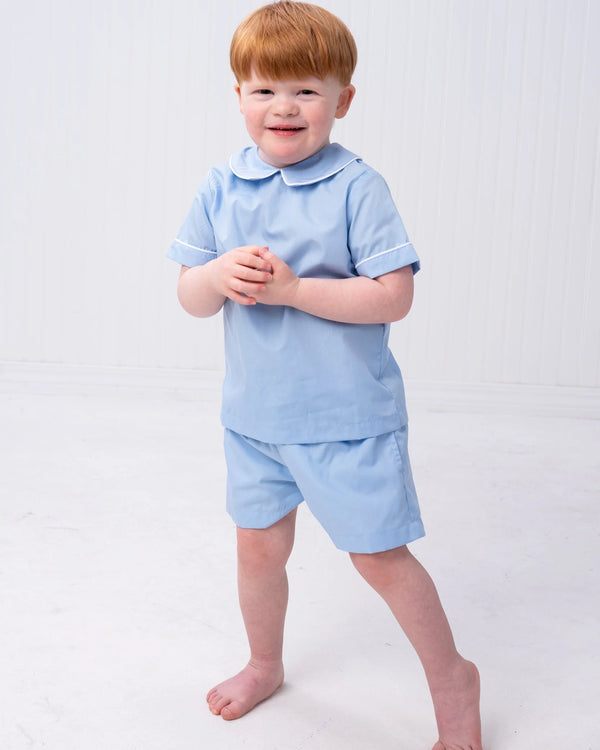 Jeremiah W/ White Trim Short Set- Blue
