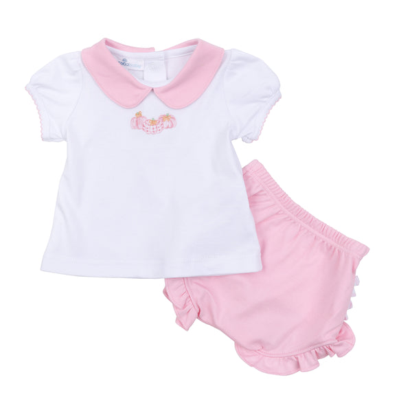 Precious Pumpkins Collared Ruffle S/S Diaper Cover Set- Pink