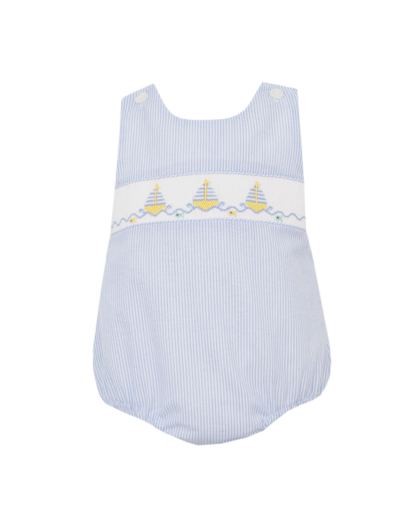 Sailboats Sleeveless Bubble- Lt. Blue Seersucker Stripe
