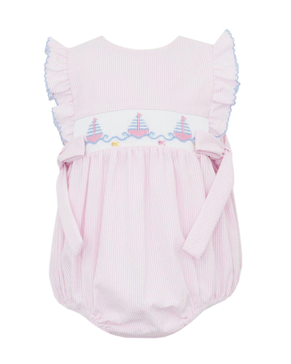 Sailboats Sleeveless Bubble- Pink Seersucker Stripe